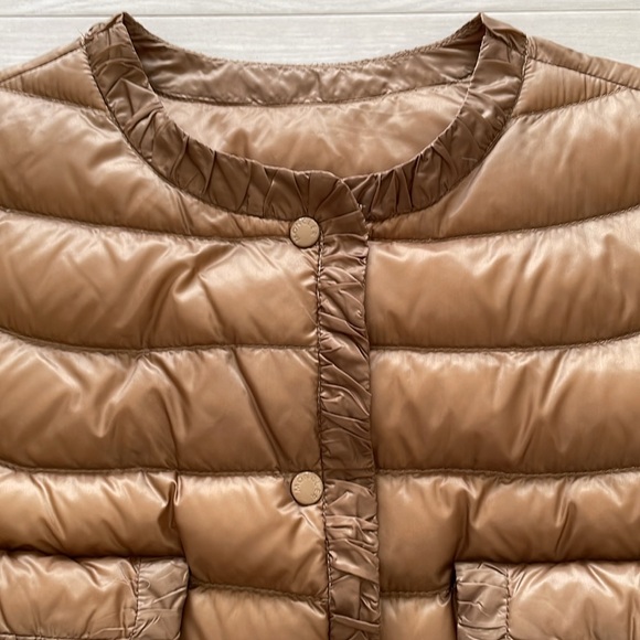 Moncler Tan Cropped Down Jacket - Picture 3 of 15